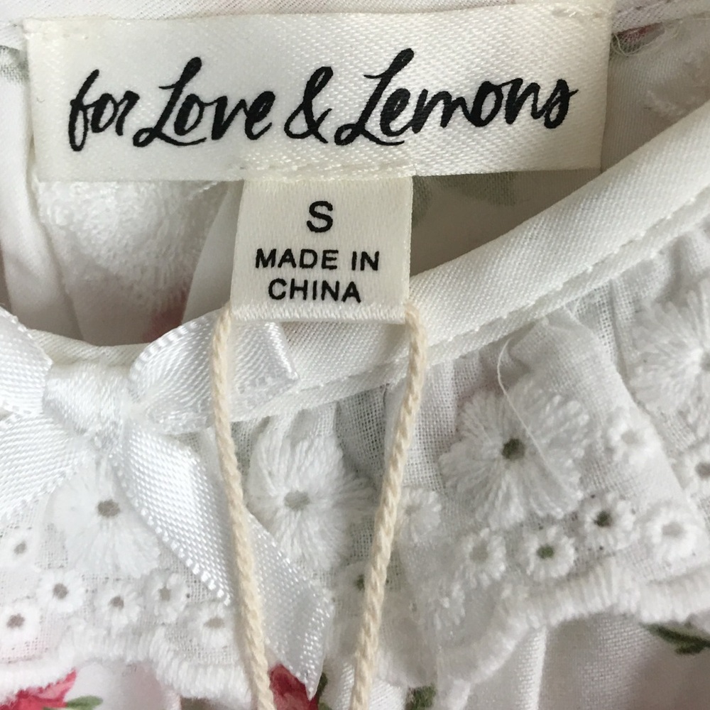 FOR LOVE & LEMONS NWT JACKSON COTTON EMBROIDERED MINI DRESS IN FLORAL PRINT S - Picture 13 of 16